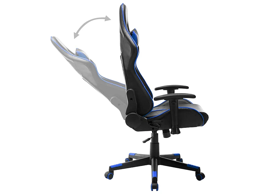 Silla de gaming de cuero sintético negro y azul