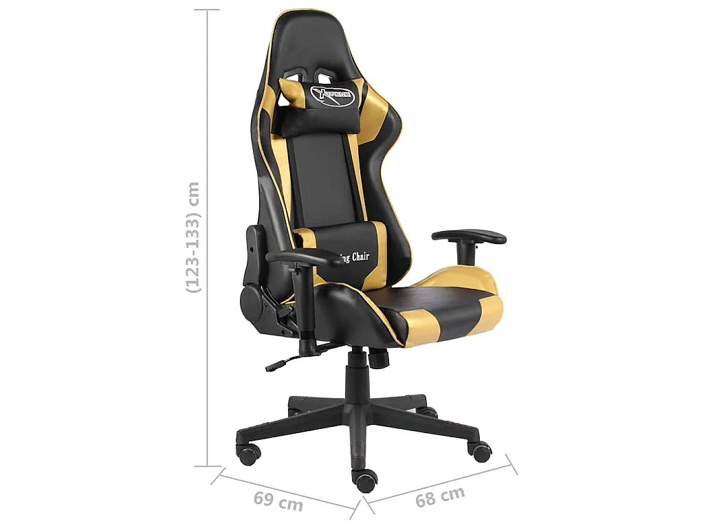 Gamestoel draaibaar PVC goudkleurig