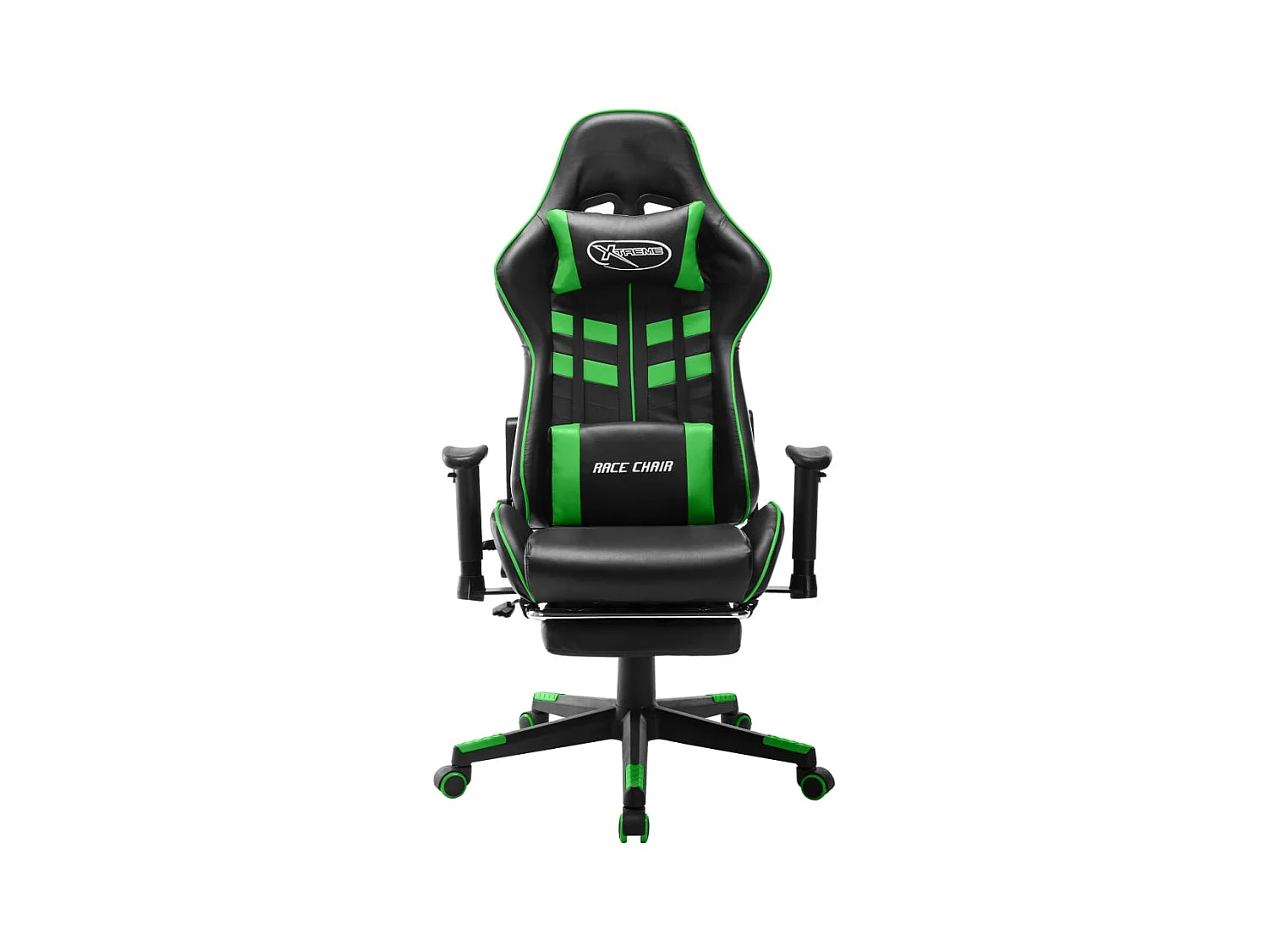 Chaise de jeu avec repose-pied Noir et vert Cuir artificiel