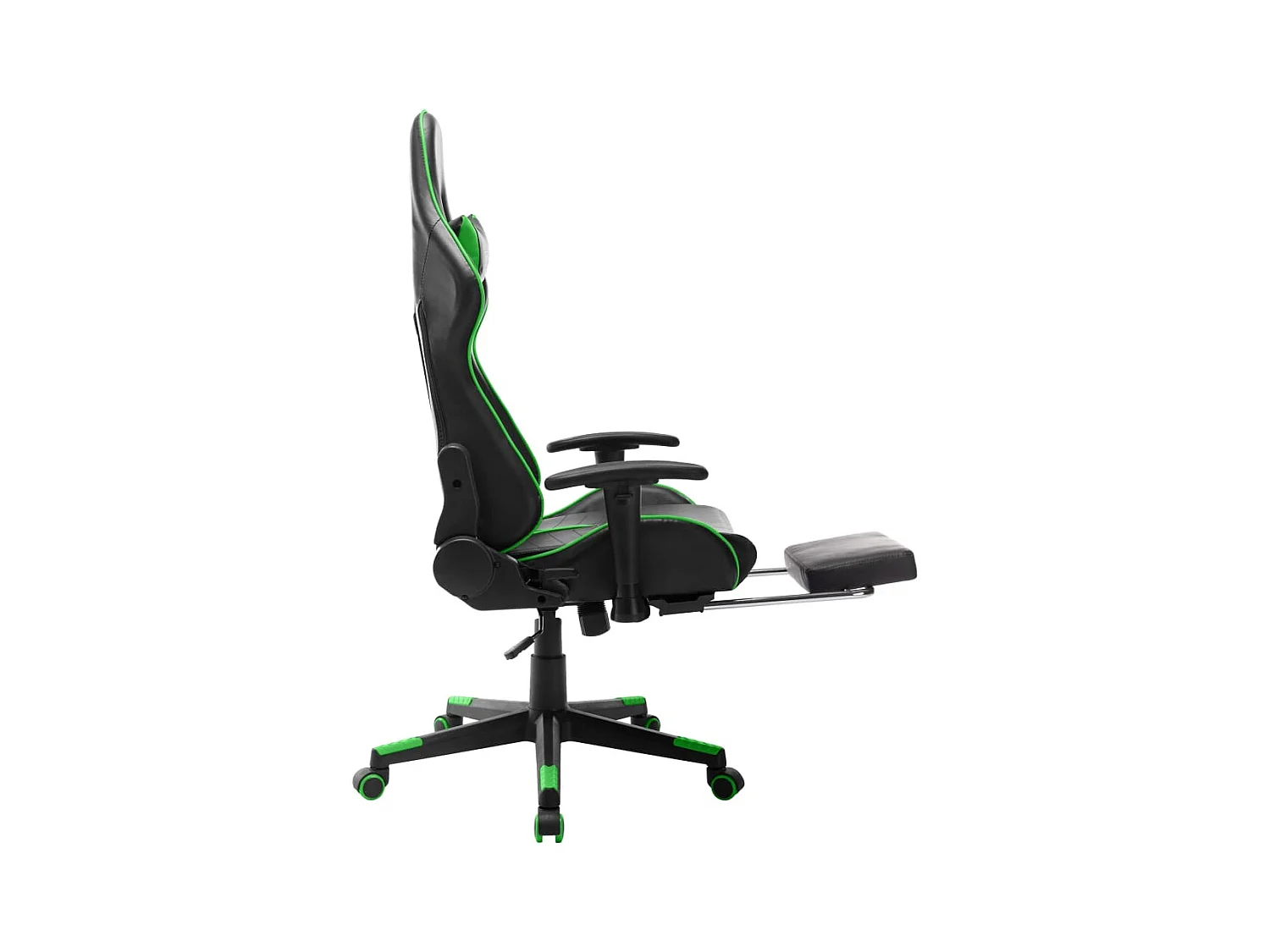 Chaise de jeu avec repose-pied Noir et vert Cuir artificiel