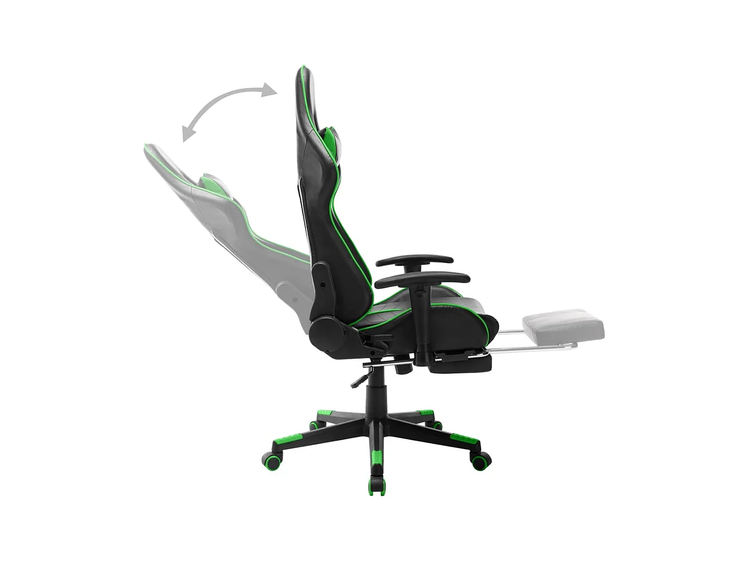 Chaise de jeu avec repose-pied Noir et vert Cuir artificiel