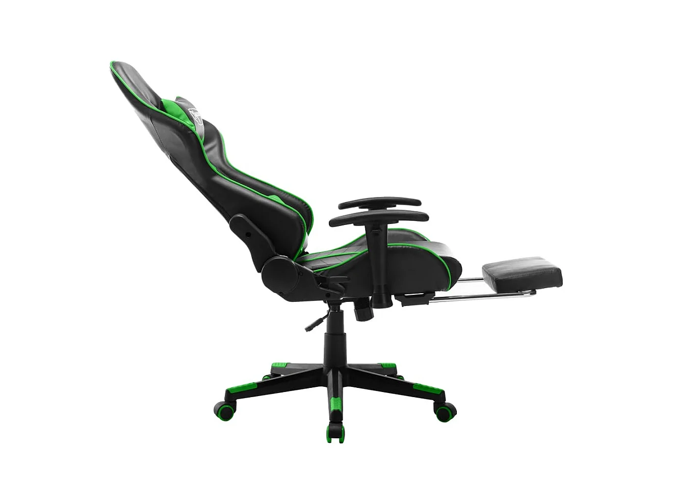 Chaise de jeu avec repose-pied Noir et vert Cuir artificiel