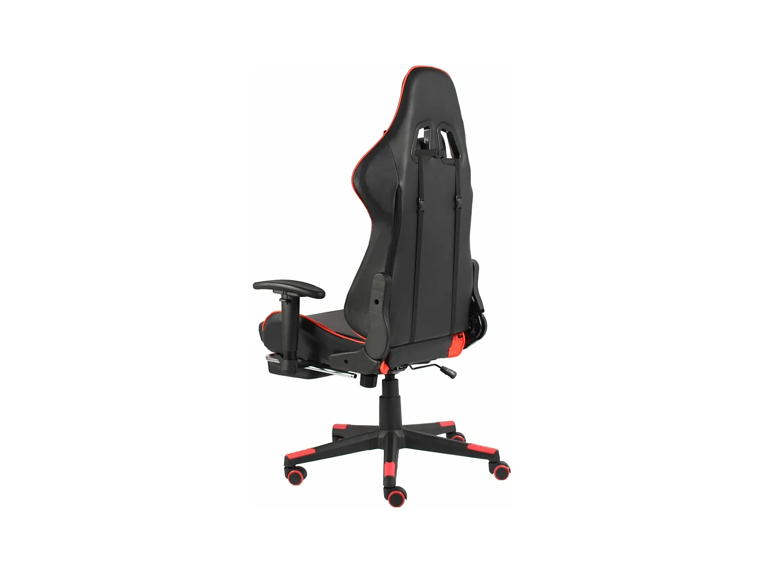 Cadeira de gaming giratória com apoio de pés PVC vermelho