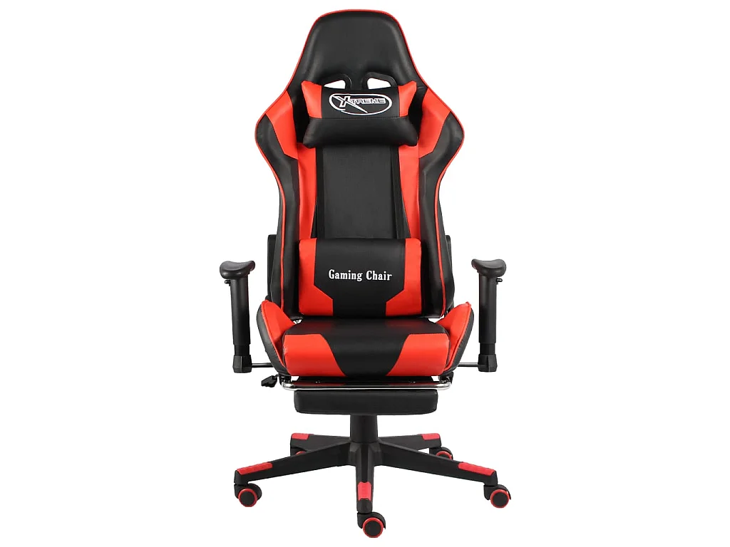 Sedia da Gaming Girevole con Poggiapiedi Rossa in PVC