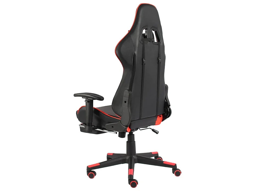 Sedia da Gaming Girevole con Poggiapiedi Rossa in PVC