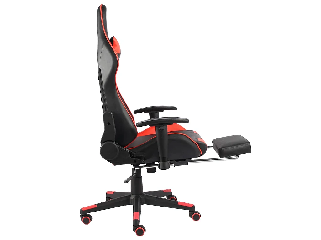 Sedia da Gaming Girevole con Poggiapiedi Rossa in PVC