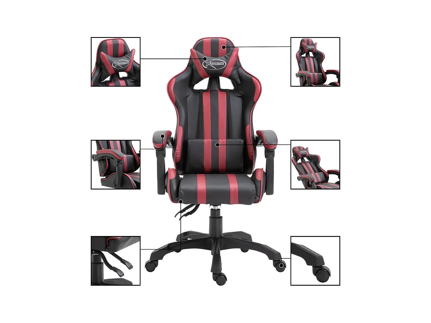 Gamestoel kunstleer wijnrood