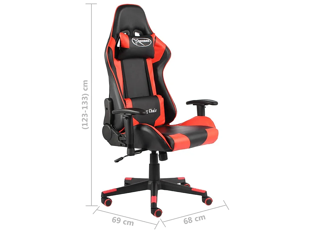 Sedia da Gaming Girevole Rossa in PVC