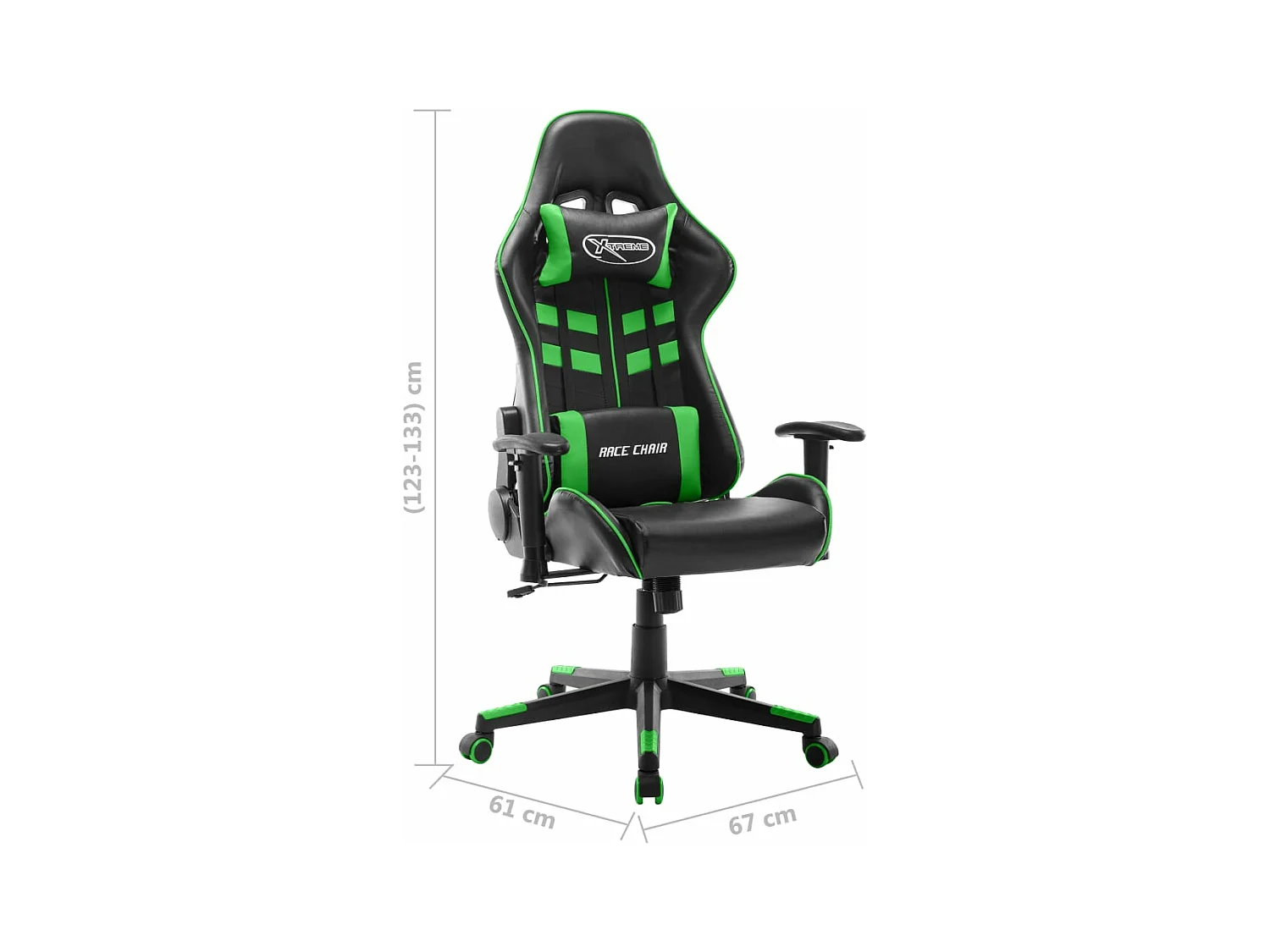 Sedia da Gaming Nera e Verde  in Similpelle