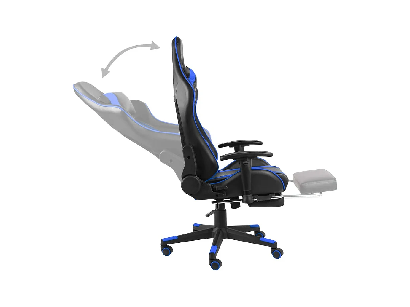 Gamestoel draaibaar met voetensteun PVC blauw