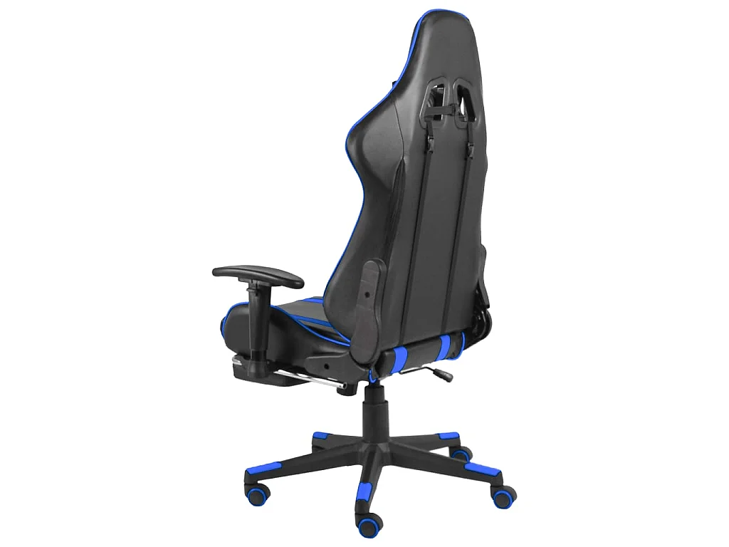 Sedia da Gaming Girevole con Poggiapiedi Blu in PVC