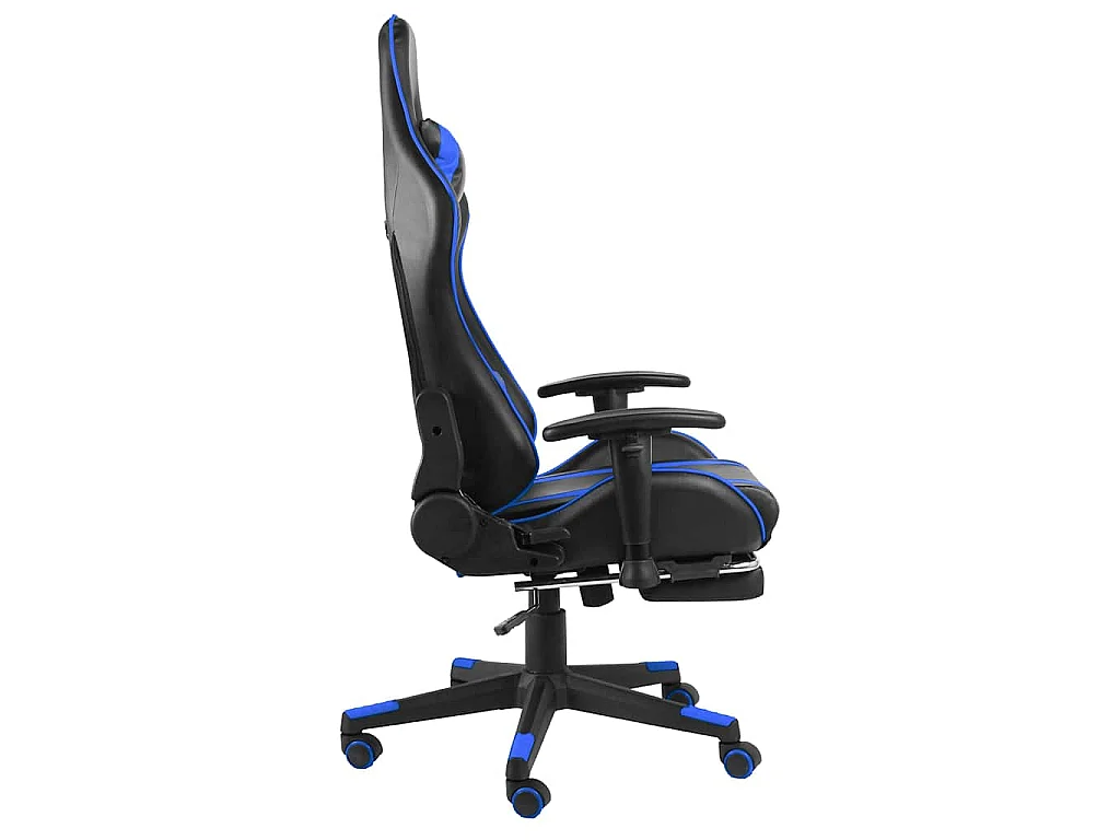 Gamestoel draaibaar met voetensteun PVC blauw