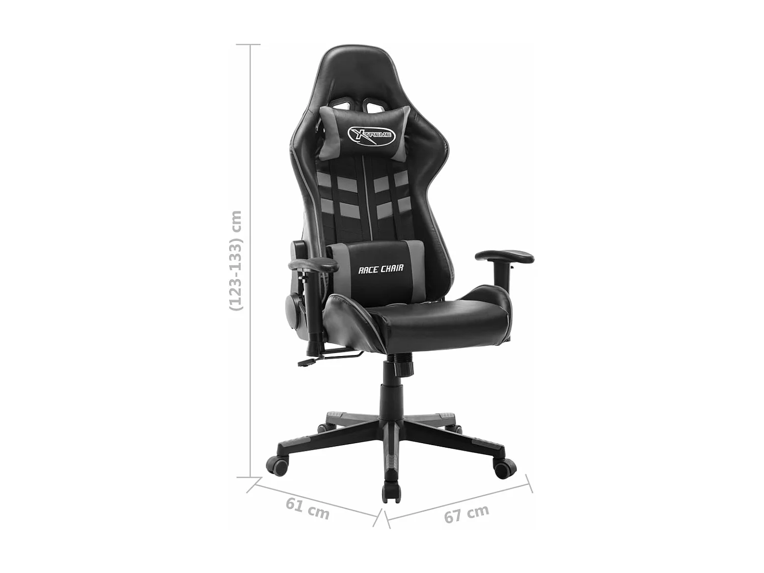 Cadeira de gaming couro artificial preto e cinzento