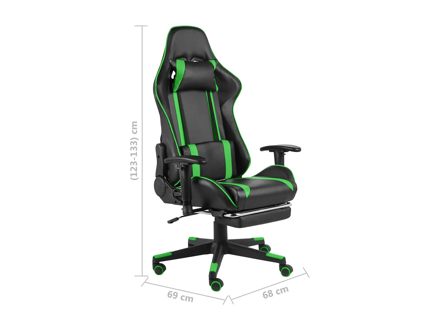 Gaming-Stuhl mit Fußstütze Drehbar Grün PVC