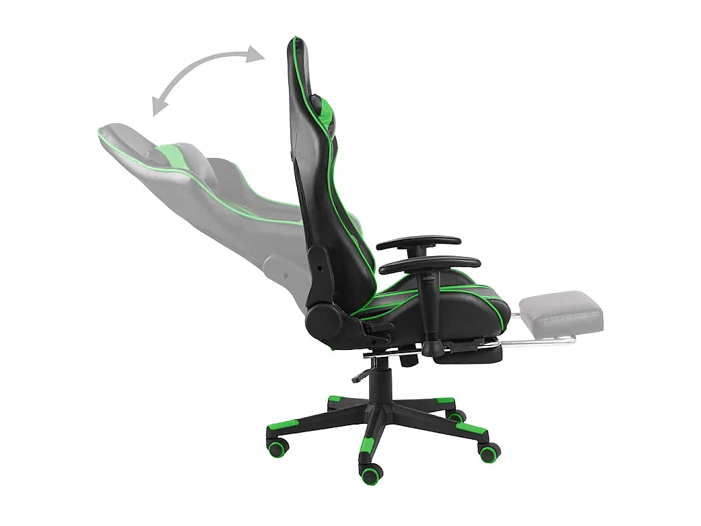 Gamestoel draaibaar met voetensteun PVC groen