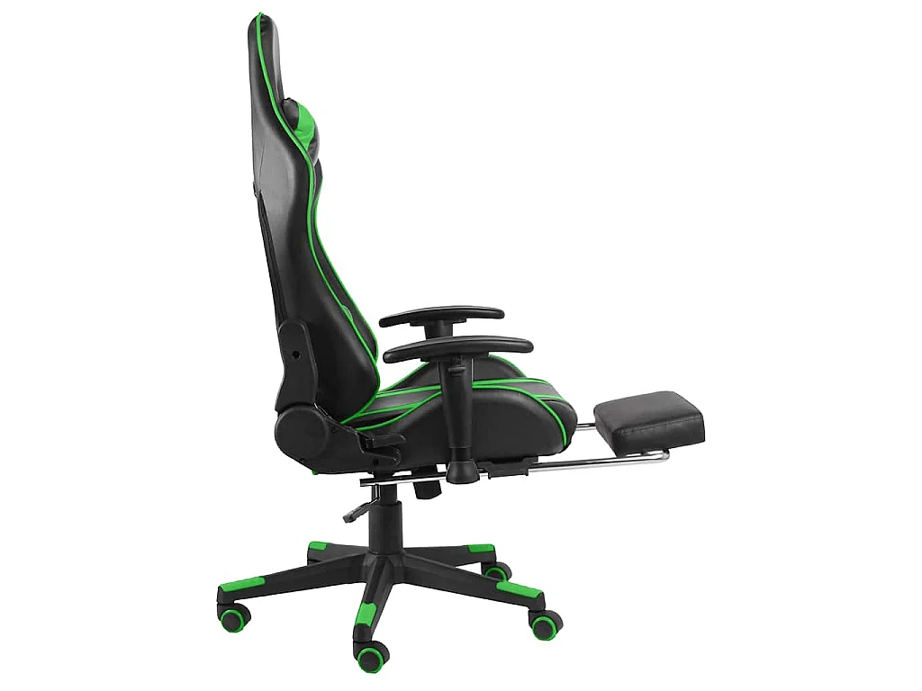 Gamestoel draaibaar met voetensteun PVC groen