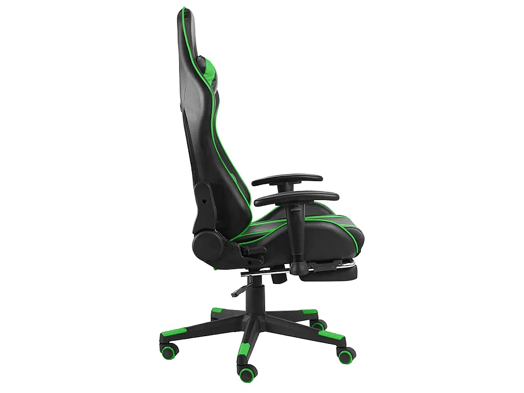 Gamestoel draaibaar met voetensteun PVC groen
