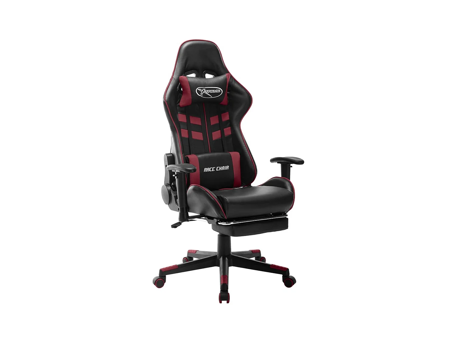 Chaise de jeu avec repose-pied Noir et bordeaux Cuir artificiel