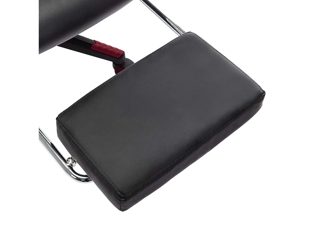 Cadeira gaming c/ apoio de pés couro art. preto/vermelho tinto