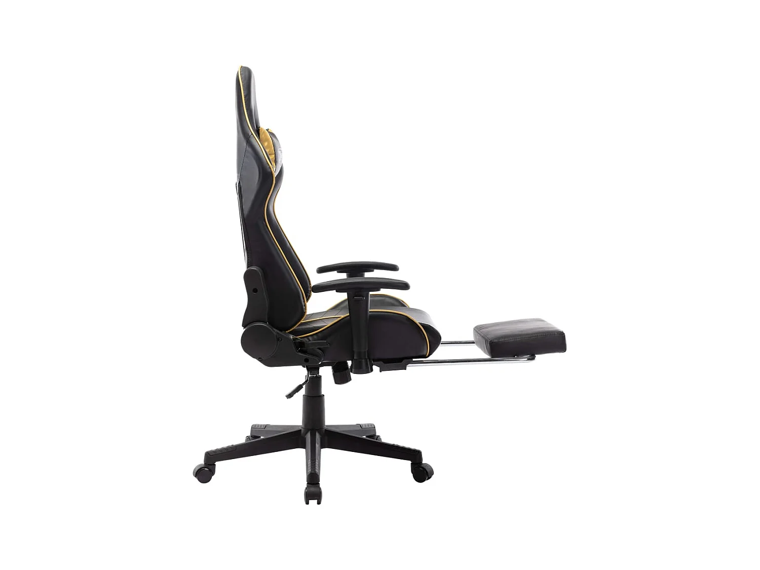 Chaise de jeu avec repose-pied Noir et doré Cuir artificiel