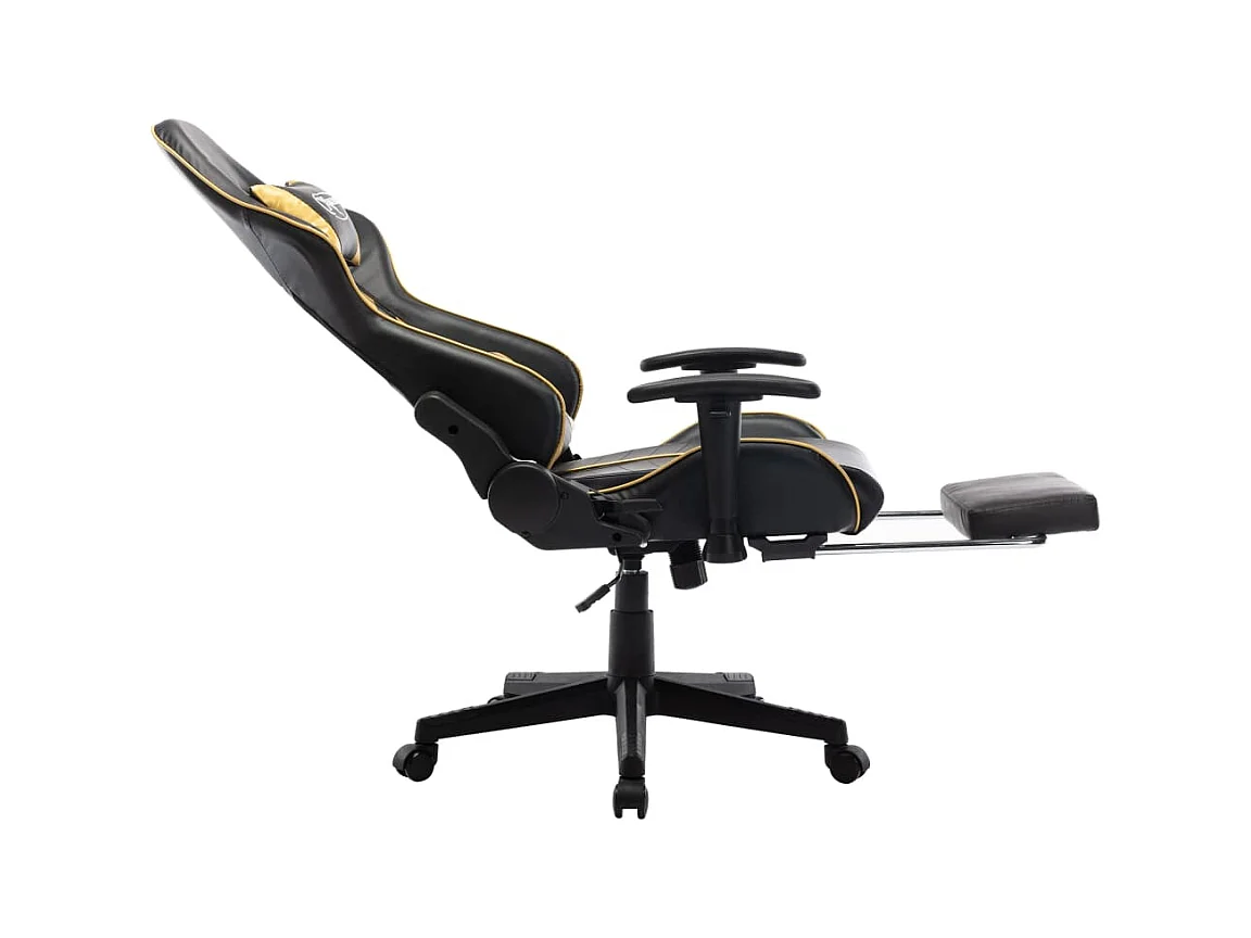 Chaise de jeu avec repose-pied Noir et doré Cuir artificiel