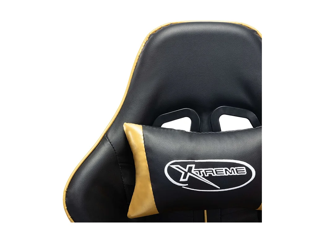 Chaise de jeu avec repose-pied Noir et doré Cuir artificiel