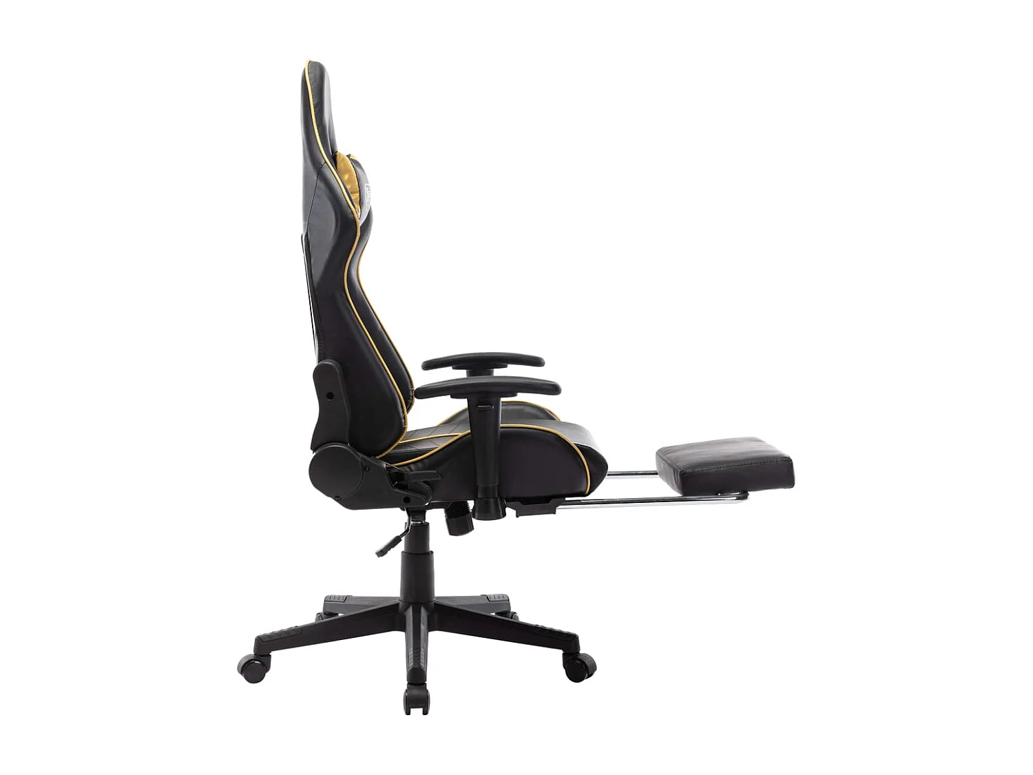 Gaming-Stuhl mit Fußstütze Schwarz und Golden Kunstleder