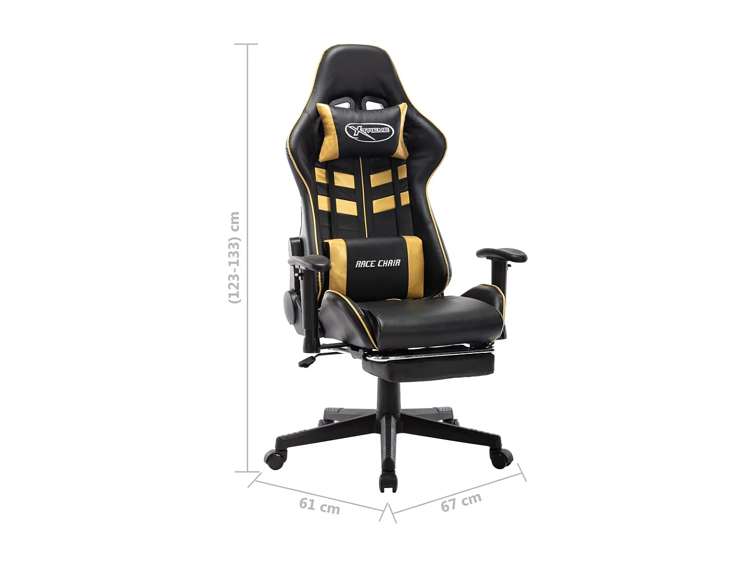Gaming-Stuhl mit Fußstütze Schwarz und Golden Kunstleder