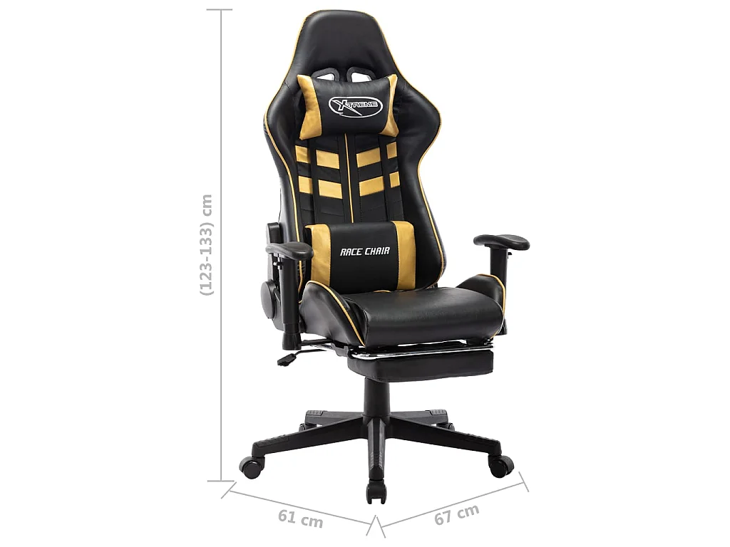 Sedia da Gaming con Poggiapiedi Nera e Oro in Similpelle