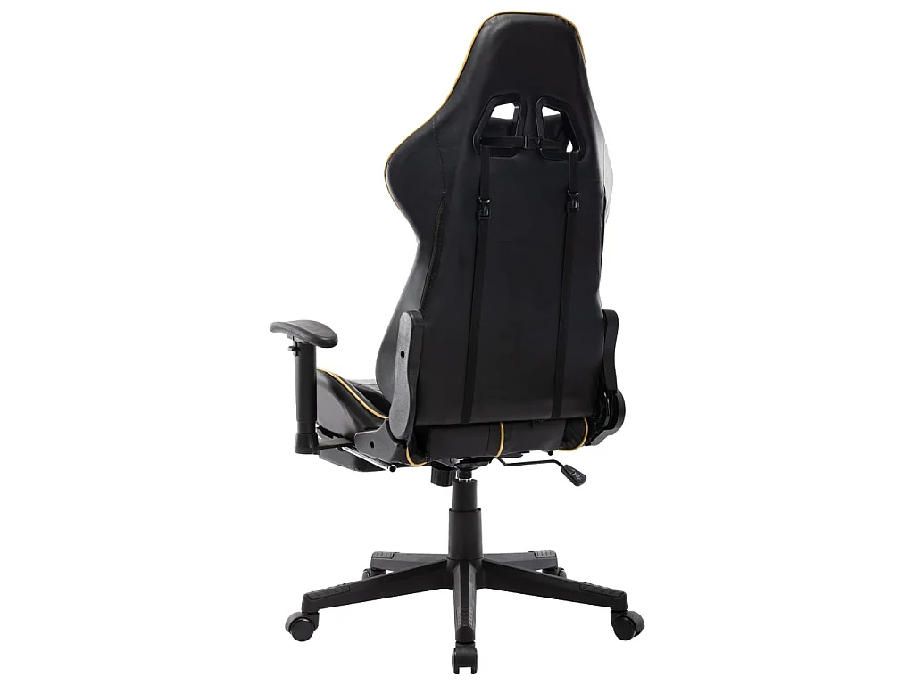 Sedia da Gaming con Poggiapiedi Nera e Oro in Similpelle