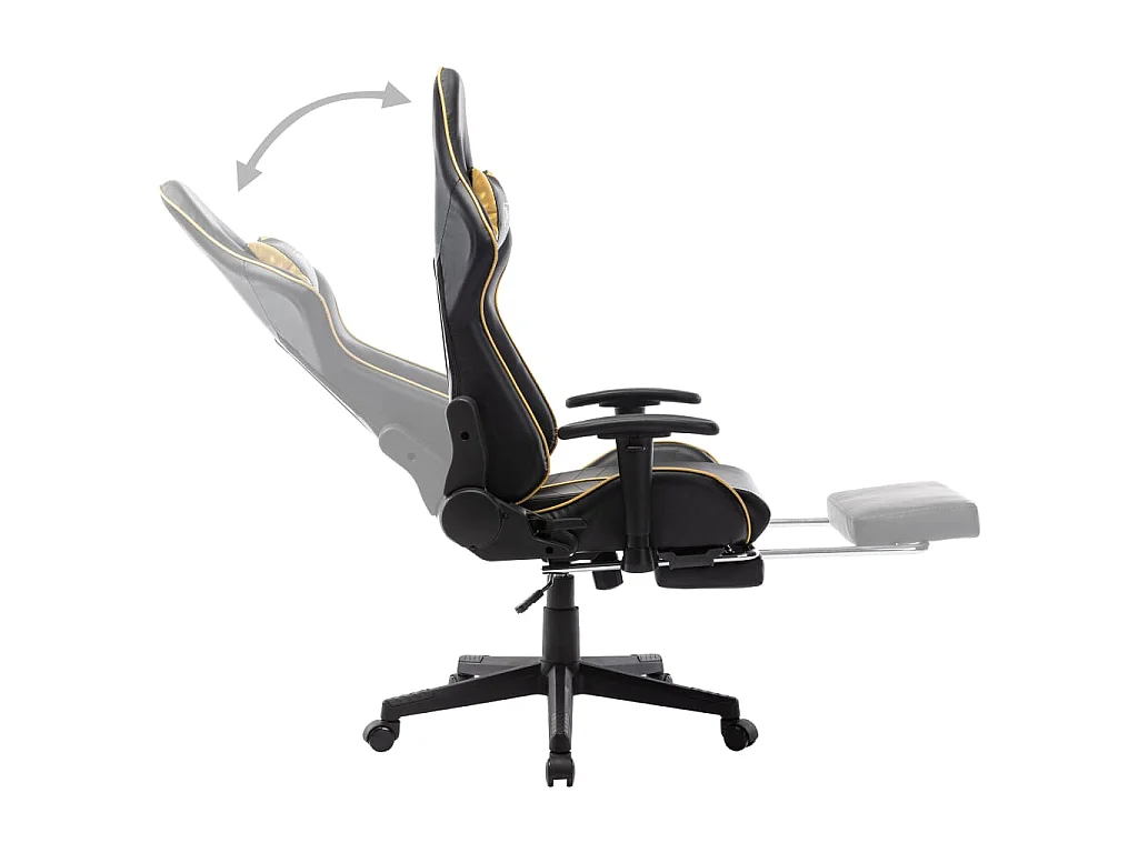 Sedia da Gaming con Poggiapiedi Nera e Oro in Similpelle