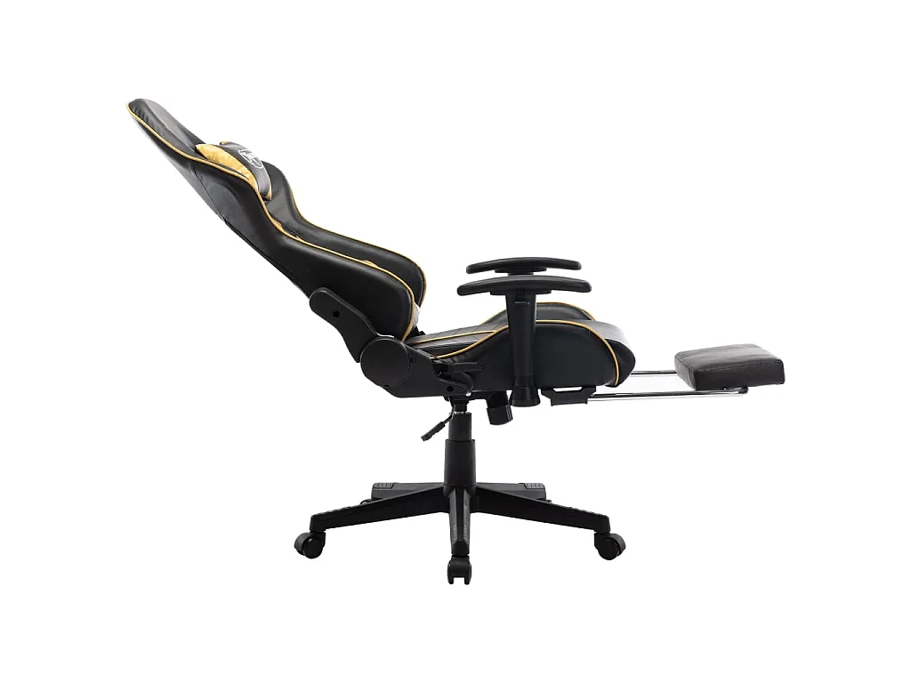 Sedia da Gaming con Poggiapiedi Nera e Oro in Similpelle