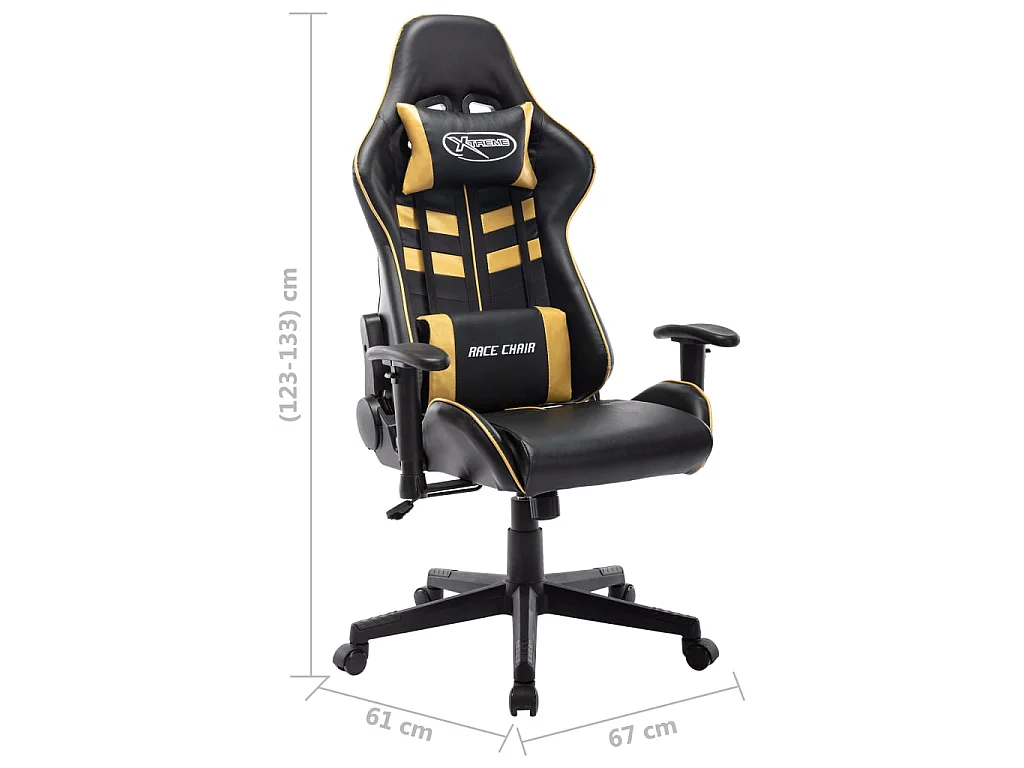 Chaise de jeu Noir et doré Cuir artificiel