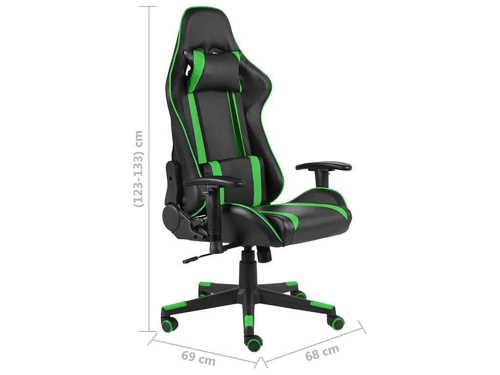 Sedia da Gaming Girevole Verde in PVC