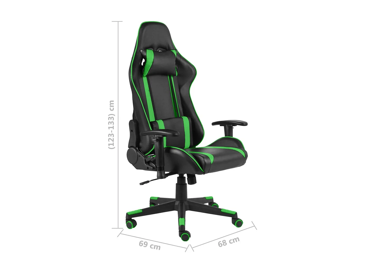 Sedia da Gaming Girevole Verde in PVC