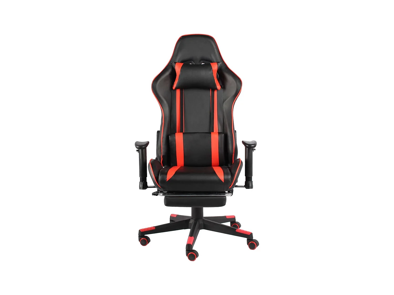 Gamestoel draaibaar met voetensteun PVC rood