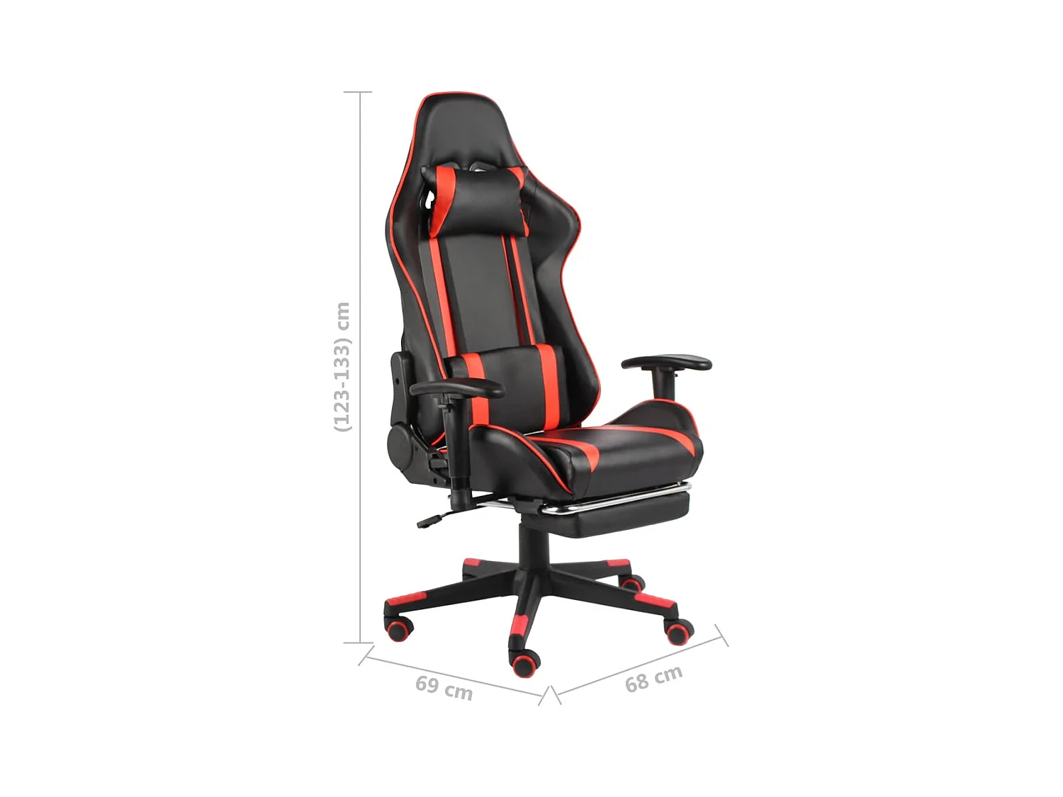 Gamestoel draaibaar met voetensteun PVC rood