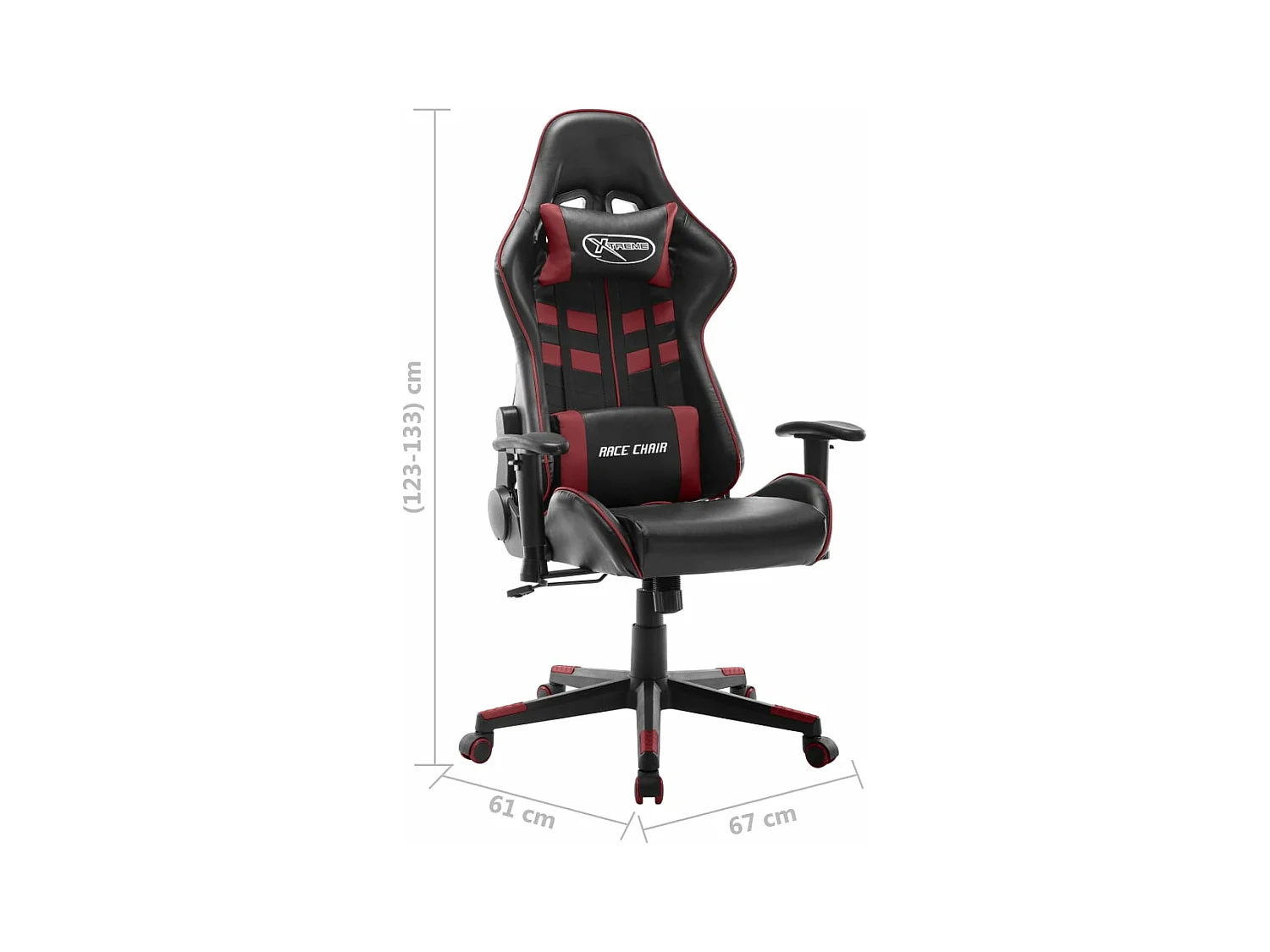 Chaise de jeu Noir et rouge bordeaux Cuir artificiel