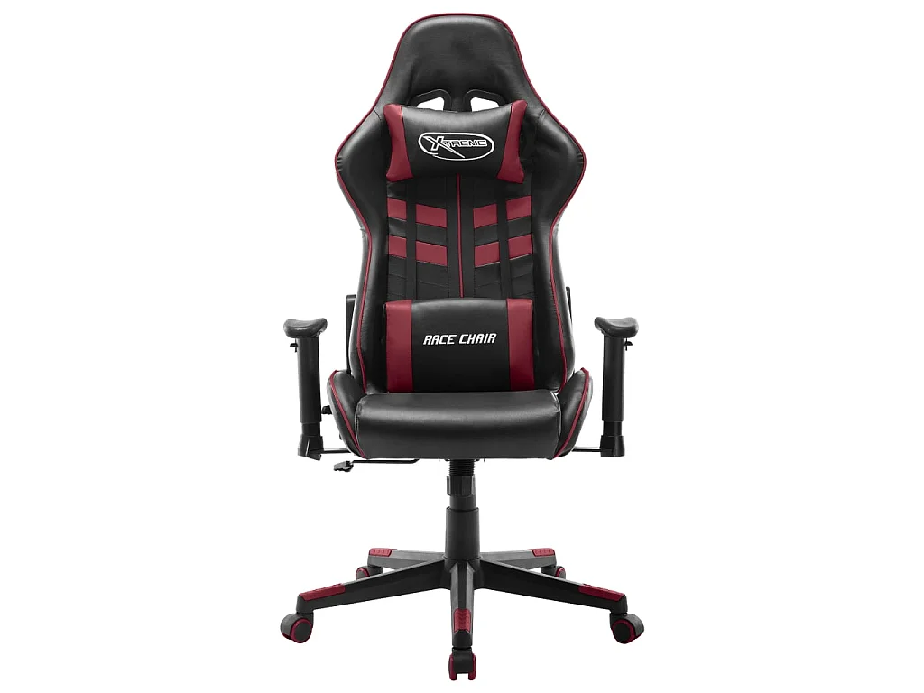 Chaise de jeu Noir et rouge bordeaux Cuir artificiel