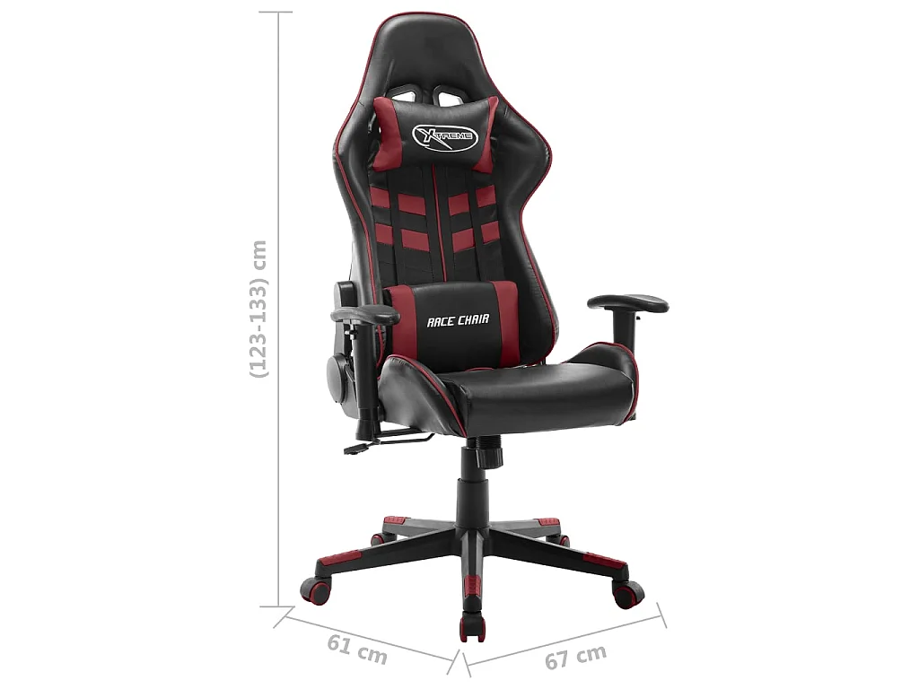 Chaise de jeu Noir et rouge bordeaux Cuir artificiel