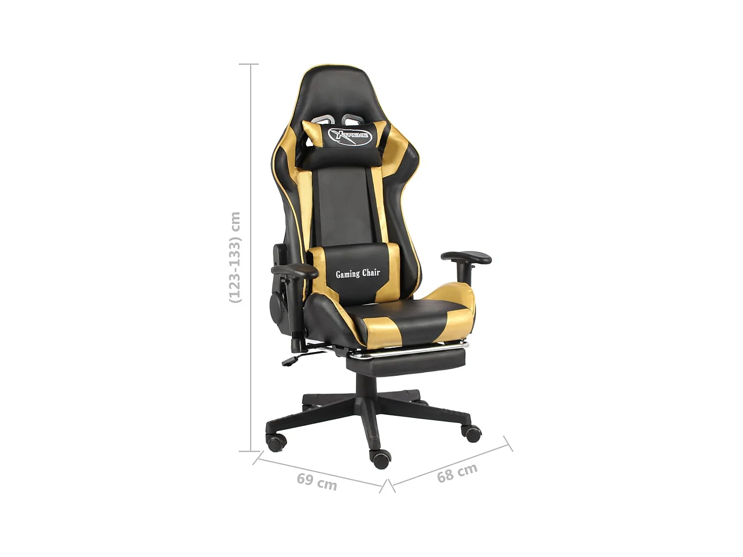 Gaming-Stuhl mit Fußstütze Drehbar Golden PVC