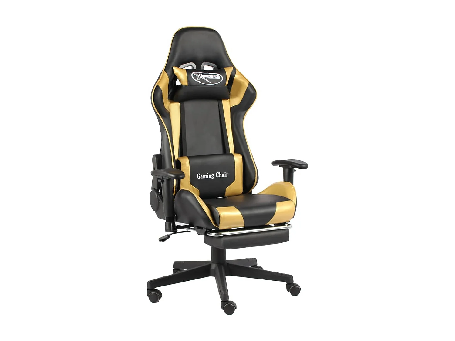 Gaming-Stuhl mit Fußstütze Drehbar Golden PVC