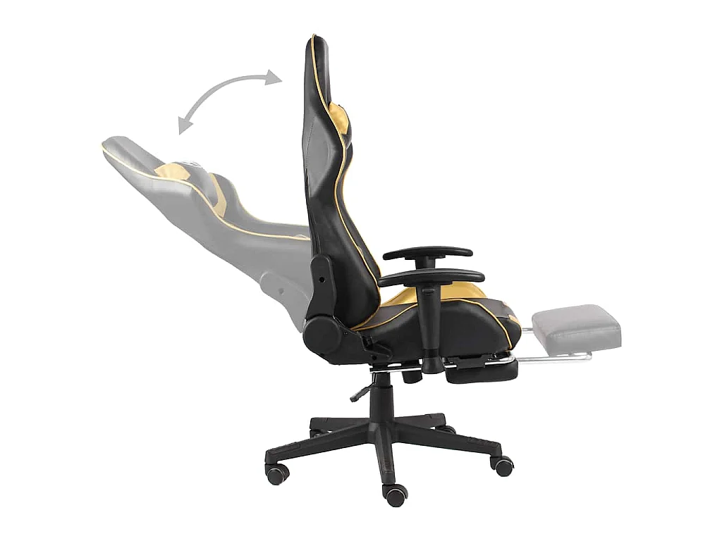 Gamestoel draaibaar met voetensteun PVC goudkleurig