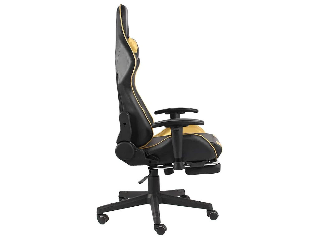 Gamestoel draaibaar met voetensteun PVC goudkleurig