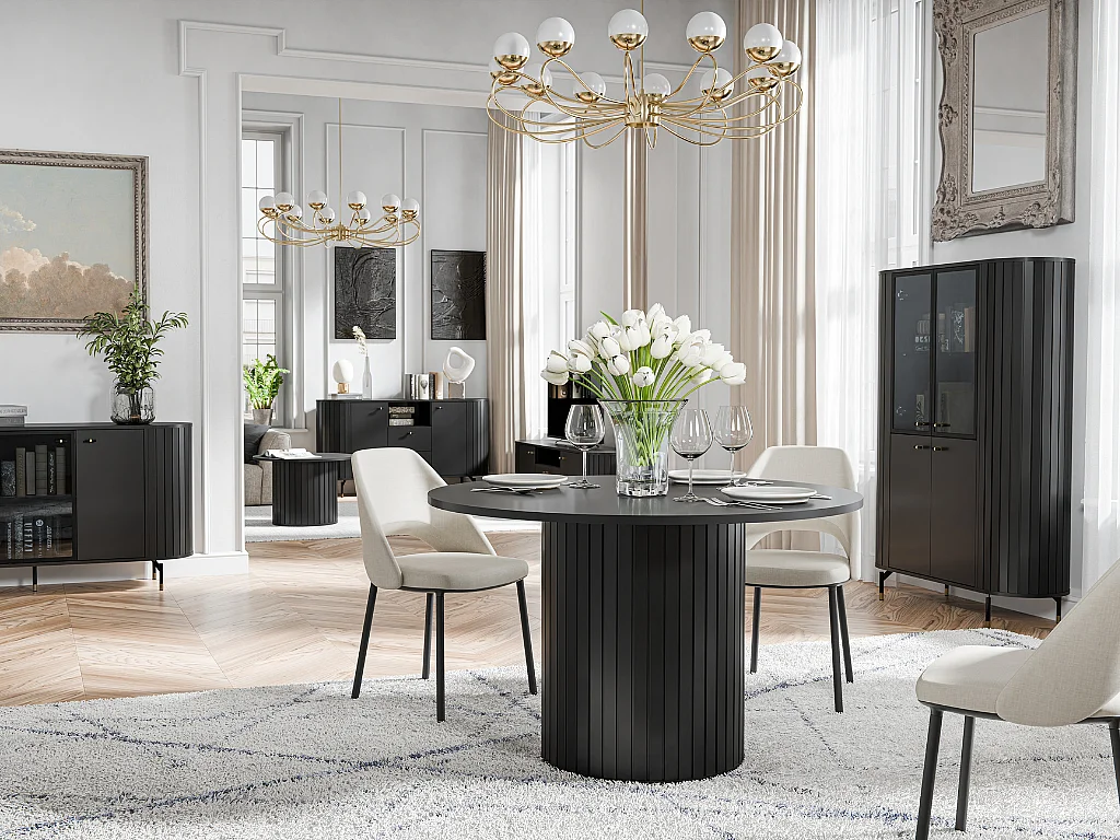 Mesa de jantar AMBIHOME ZANE 09 - Preto, extensível 120 a 160cm