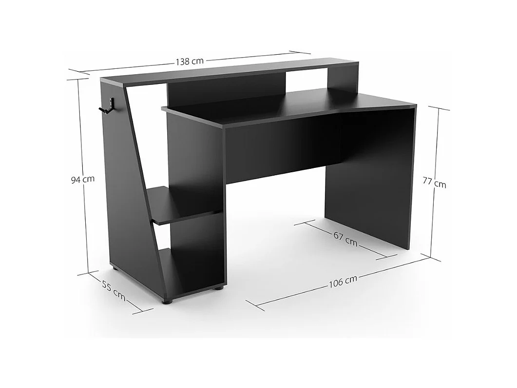 Secretária gaming AMBIHOME ESSENCE - Preto/Cinza, C138xP67xA94cm