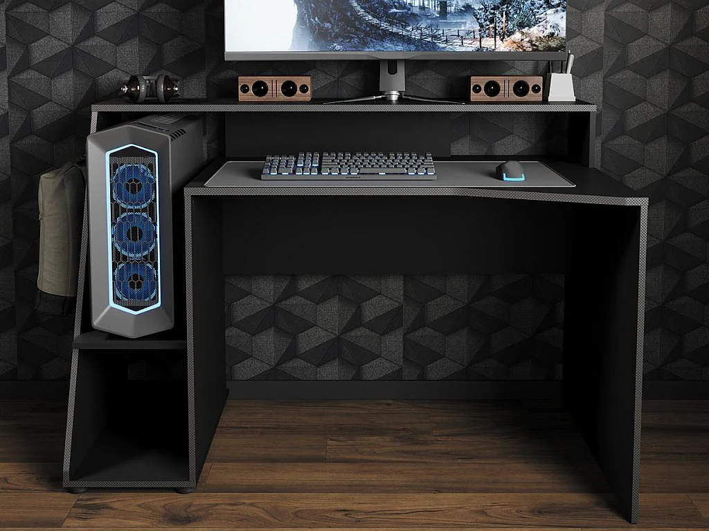 Secretária gaming AMBIHOME ESSENCE - Preto/Cinza, C138xP67xA94cm