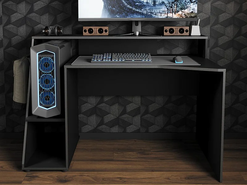 Secretária gaming AMBIHOME ESSENCE - Preto/Cinza, C138xP67xA94cm