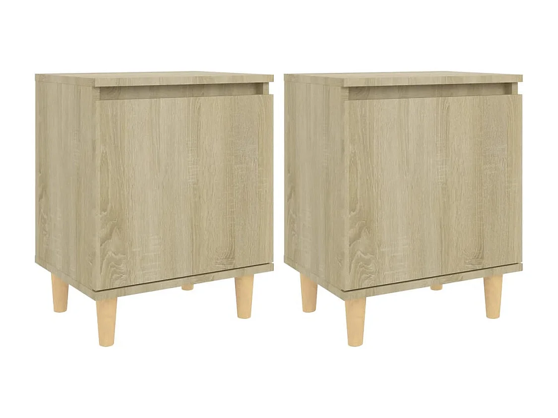 Tables de chevet pieds en bois 2 pcs Chêne sonoma 40x30x50 cm