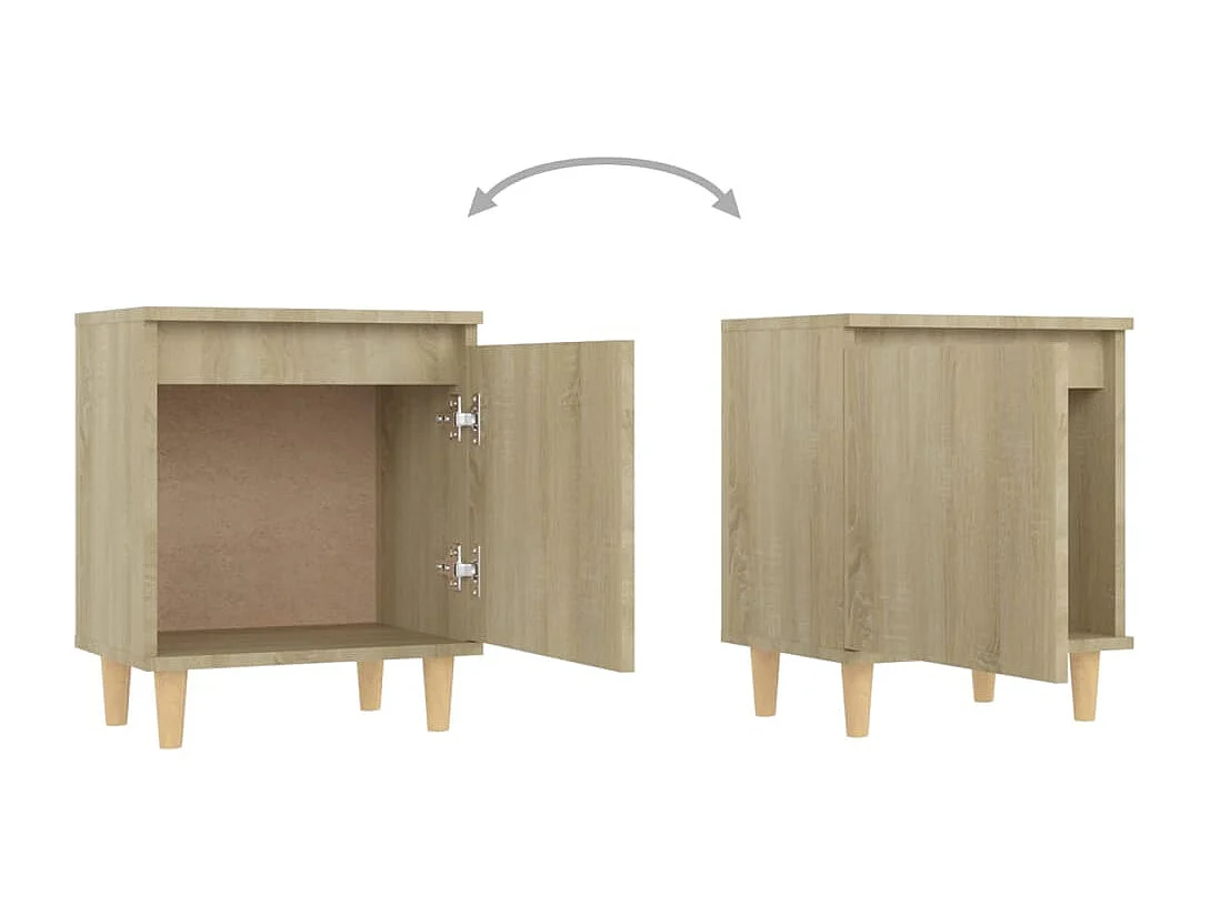 Tables de chevet pieds en bois 2 pcs Chêne sonoma 40x30x50 cm